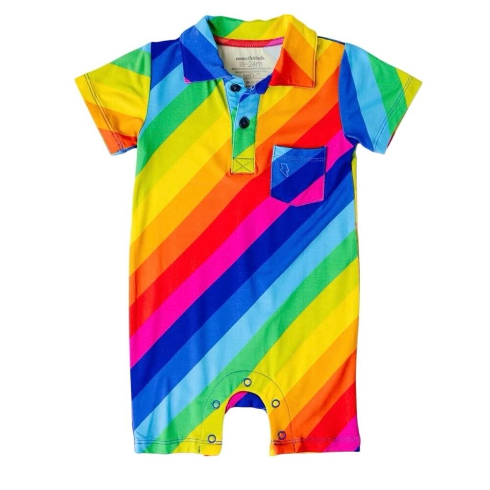 Muse Threads Bamboo Rainbow Stripe Romper